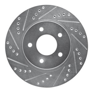 Chevrolet Equinox Brake Rotor (1) - Front Left - R1 Concepts - Drilled & Slotted - Silver - `02-`07